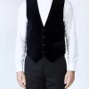 Favourbrook Navy Velvet Cotton Single Breasted 4 Button Piped Waistcoat- Eveningwear | Groomswear