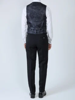 Favourbrook Navy Velvet Cotton Single Breasted 4 Button Piped Waistcoat- Eveningwear | Groomswear