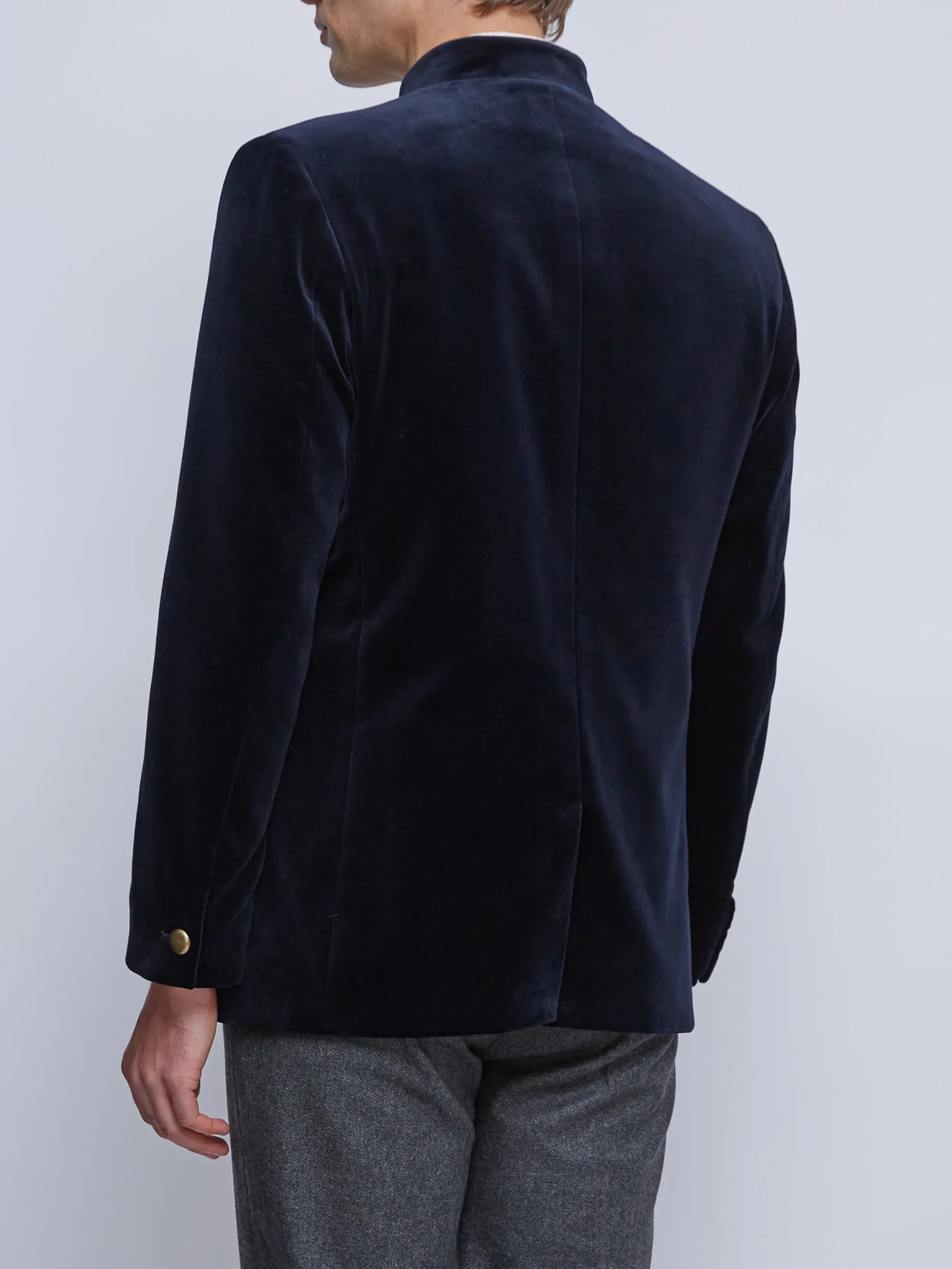 Favourbrook Navy Velvet Nehru Jacket Button Cuff- Velvet Jackets | Nehru Jackets