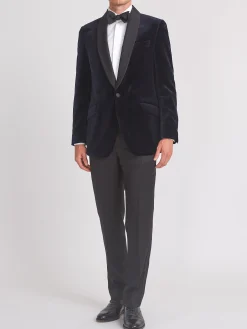 Favourbrook Navy Velvet Shawl Lapel Dinner Jacket- Occasionwear | Velvet Jackets