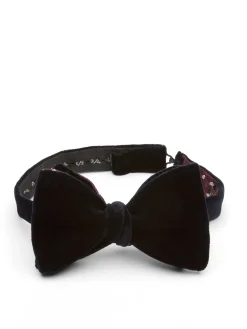 Favourbrook Navy Velvet with Burgundy Pickwick Contrast Large Party Bow Tie- Bow Ties