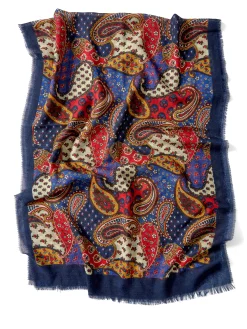 Favourbrook Navy Woodstock Wool Scarf- Scarves & Cravats