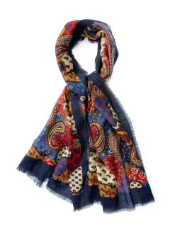 Favourbrook Navy Woodstock Wool Scarf- Scarves & Cravats