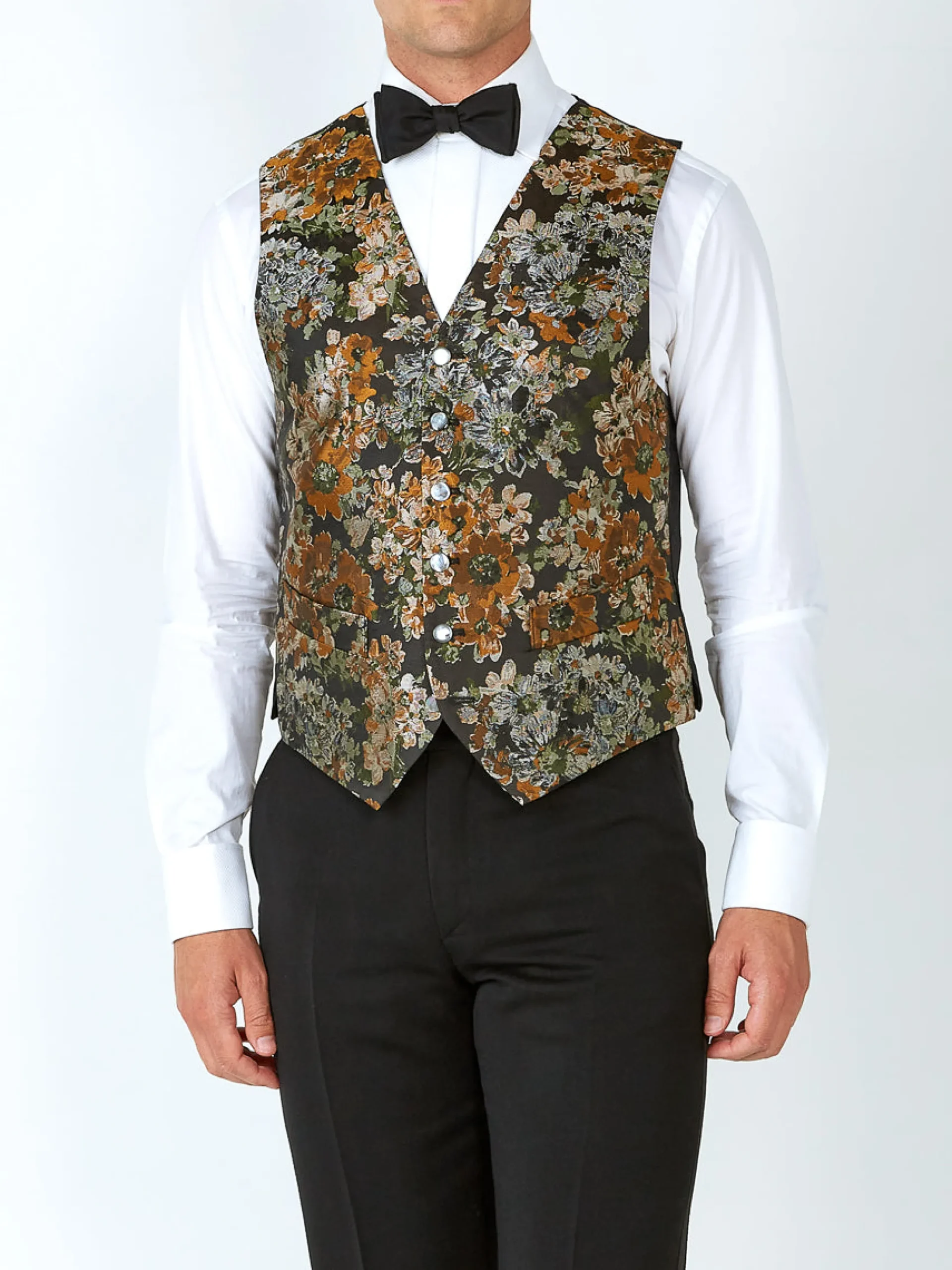 Favourbrook Olive Chatsworth Single Breasted 6 Button Waistcoat- Waistcoats | Evening Waistcoats