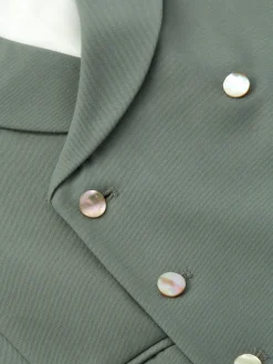 Favourbrook Olive Gabardine Wool Double Breasted 8 Button Shawl Lapel Waistcoat- Groomswear | Waistcoats