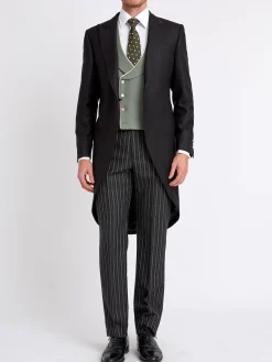 Favourbrook Olive Gabardine Wool Double Breasted 8 Button Shawl Lapel Piped Waistcoat- Waistcoats | Shawl Lapel Waistcoats