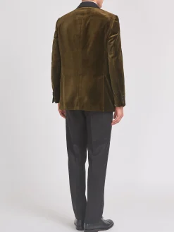Favourbrook Olive Velvet Cotton Chaucer Jacket- Velvet Jackets | Dinner Jackets