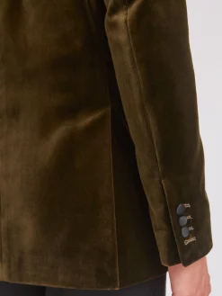 Favourbrook Olive Velvet Cotton Chaucer Jacket- Velvet Jackets | Dinner Jackets