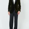 Favourbrook Olive Velvet Cotton Dinner Jacket- Occasionwear | Velvet Jackets