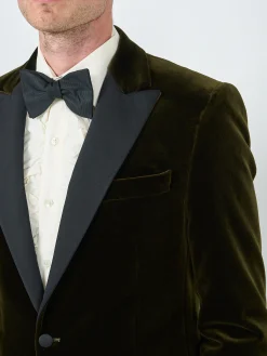 Favourbrook Olive Velvet Cotton Dinner Jacket- Occasionwear | Velvet Jackets