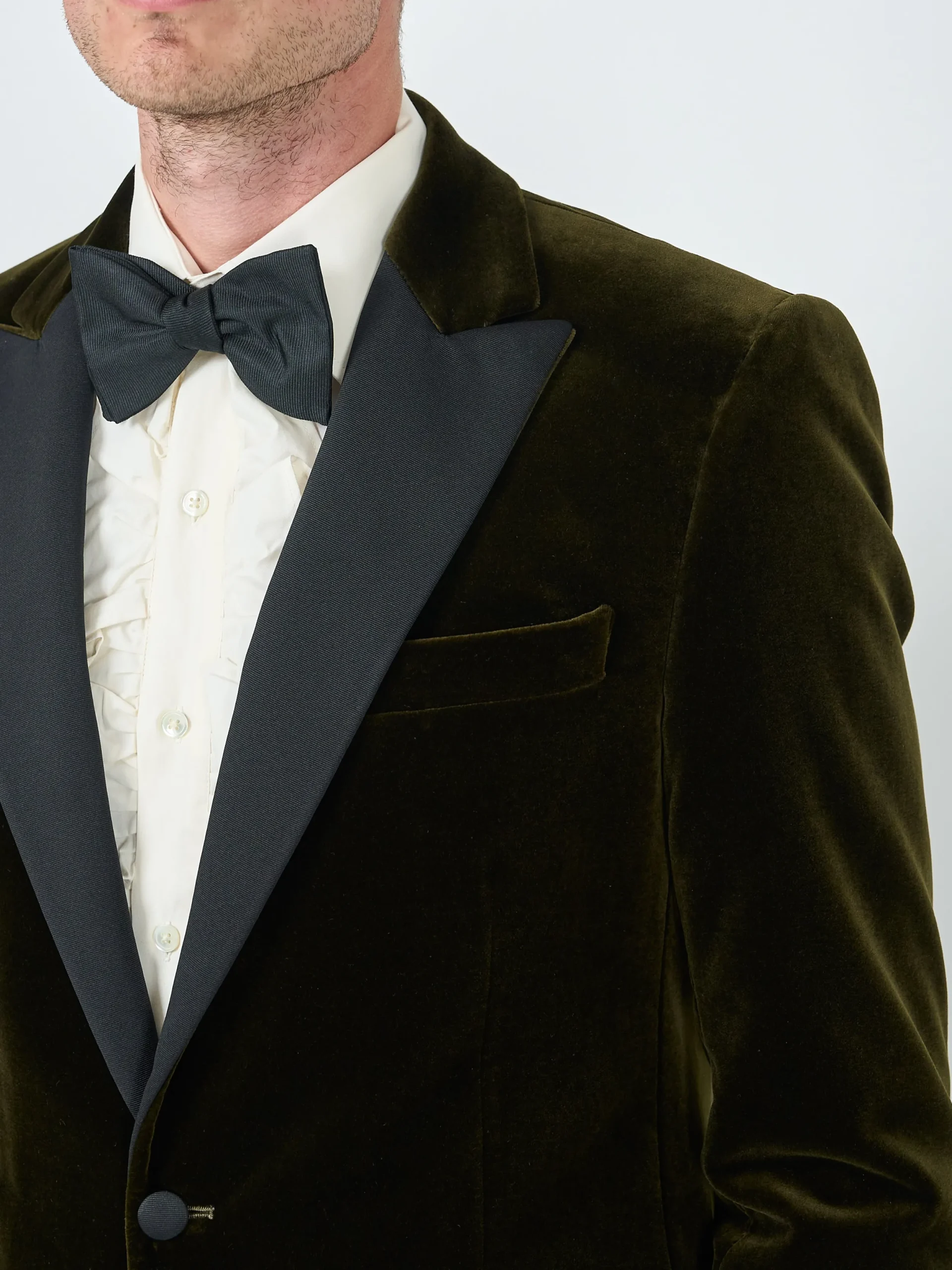 Favourbrook Olive Velvet Cotton Dinner Jacket- Occasionwear | Velvet Jackets