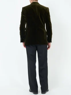 Favourbrook Olive Velvet Cotton Dinner Jacket- Occasionwear | Velvet Jackets