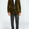 Favourbrook Olive Velvet Single Breasted Grosvenor Smoking Jacket- Velvet Jackets | Smoking Jackets