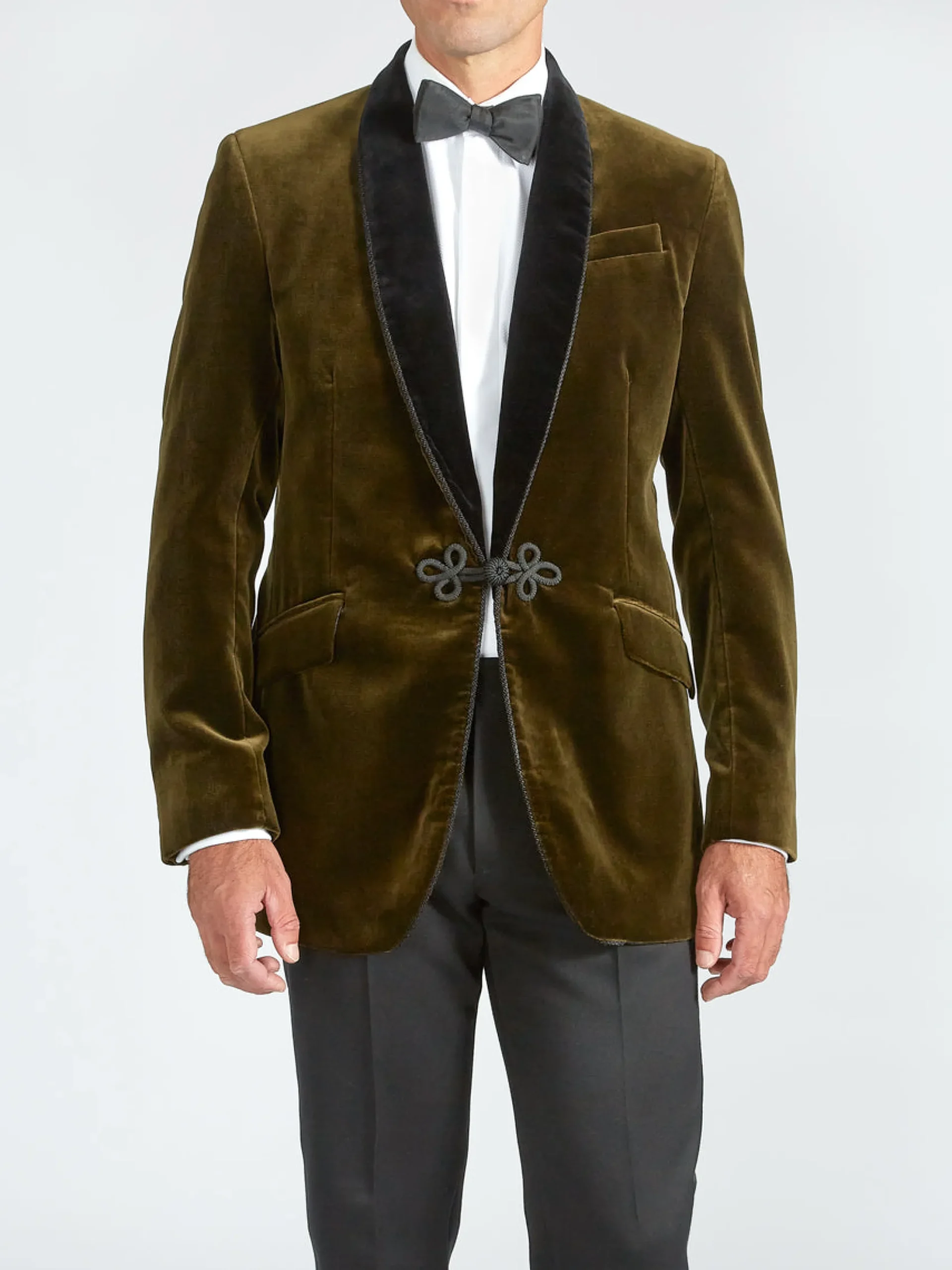 Favourbrook Olive Velvet Single Breasted Grosvenor Smoking Jacket- Velvet Jackets | Smoking Jackets
