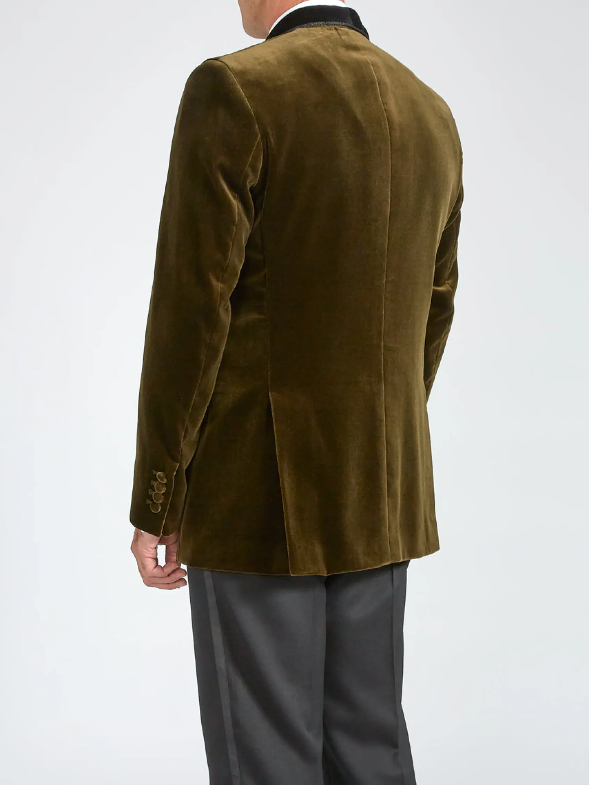 Favourbrook Olive Velvet Single Breasted Grosvenor Smoking Jacket- Velvet Jackets | Smoking Jackets