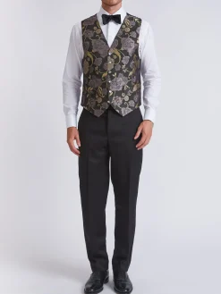 Favourbrook Olive Winnington Silk Single Breasted 6 Button Waistcoat- Waistcoats | Evening Waistcoats