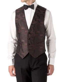 Favourbrook Orange Cork Silk Single Breasted 4 Button Piped Waistcoat- Waistcoats | Evening Waistcoats