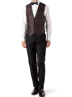 Favourbrook Orange Cork Silk Single Breasted 4 Button Piped Waistcoat- Waistcoats | Evening Waistcoats
