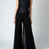 Favourbrook Palazzo Pants Black Plain Georgette-Women Eveningwear | Eveningwear