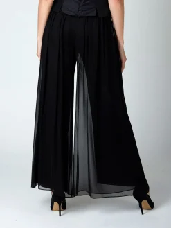 Favourbrook Palazzo Pants Black Plain Georgette-Women Eveningwear | Eveningwear