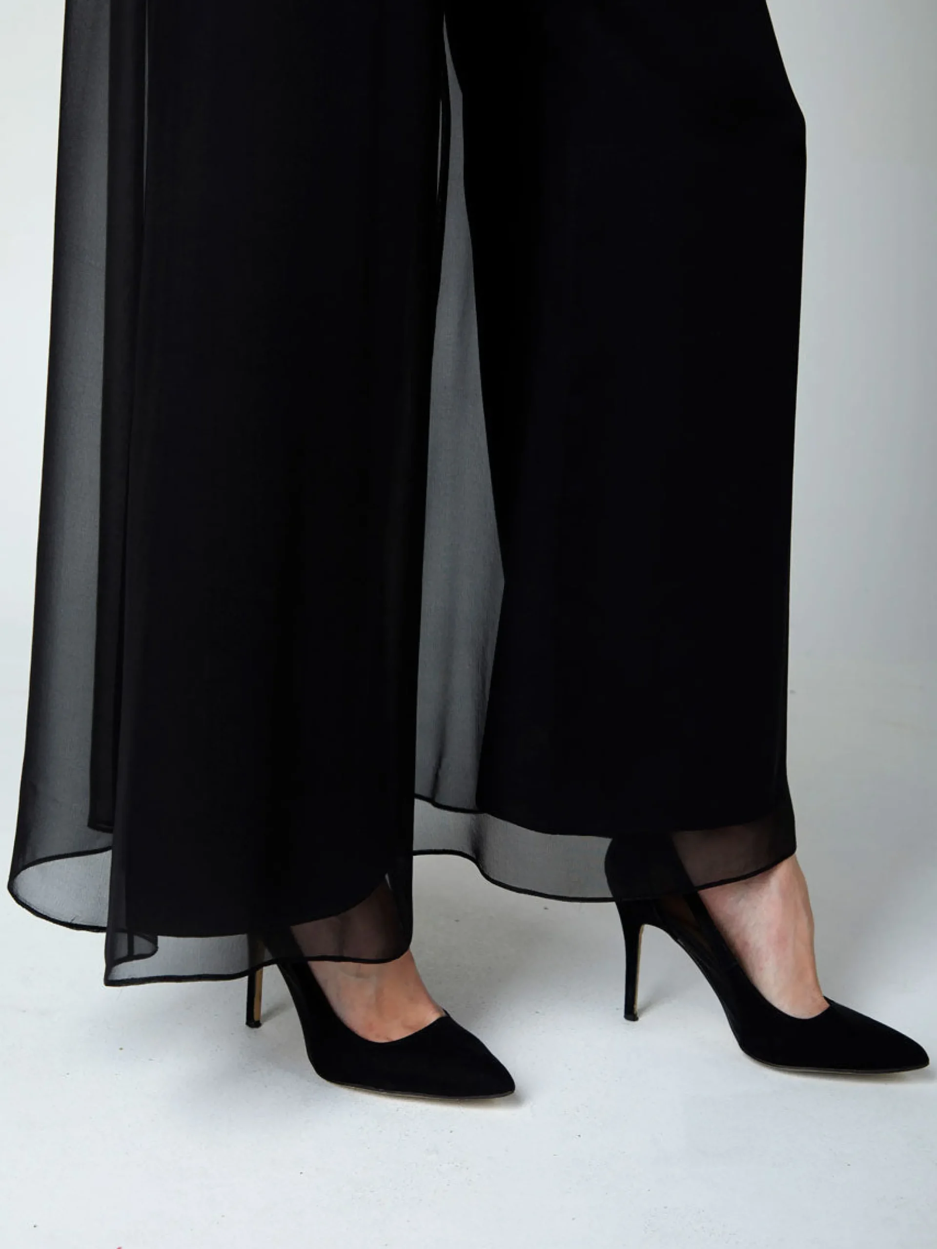 Favourbrook Palazzo Pants Black Plain Georgette-Women Eveningwear | Eveningwear