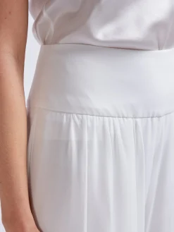 Favourbrook Palazzo Pants Ivory Plain Georgette-Women Eveningwear | Eveningwear