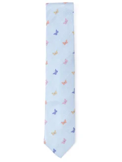 Favourbrook Pale Blue Butterfly Silk Tie- Ties