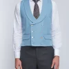 Favourbrook Pale Blue Gabardine Wool Double Breasted 8 Button Shawl Lapel Waistcoat- Wedding Attire | Double Breasted Waistcoats