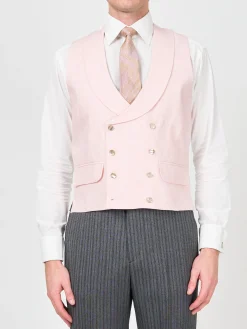 Favourbrook Pale Pink Wolferton Double Breasted 8 Button Shawl Lapel Waistcoat- Wedding Attire | Waistcoats