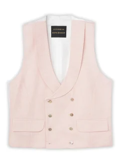 Favourbrook Pale Pink Wolferton Double Breasted 8 Button Shawl Lapel Waistcoat- Wedding Attire | Waistcoats