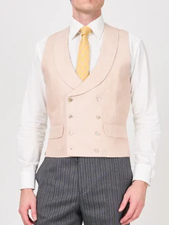 Favourbrook Pastel Pink Randwick Double Breasted 8 Button Shawl Lapel Piped Waistcoat- Waistcoats | Royal Ascot Waistcoats