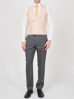 Favourbrook Pastel Pink Randwick Double Breasted 8 Button Shawl Lapel Piped Waistcoat- Waistcoats | Royal Ascot Waistcoats