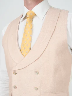 Favourbrook Pastel Pink Randwick Double Breasted 8 Button Shawl Lapel Piped Waistcoat- Waistcoats | Royal Ascot Waistcoats