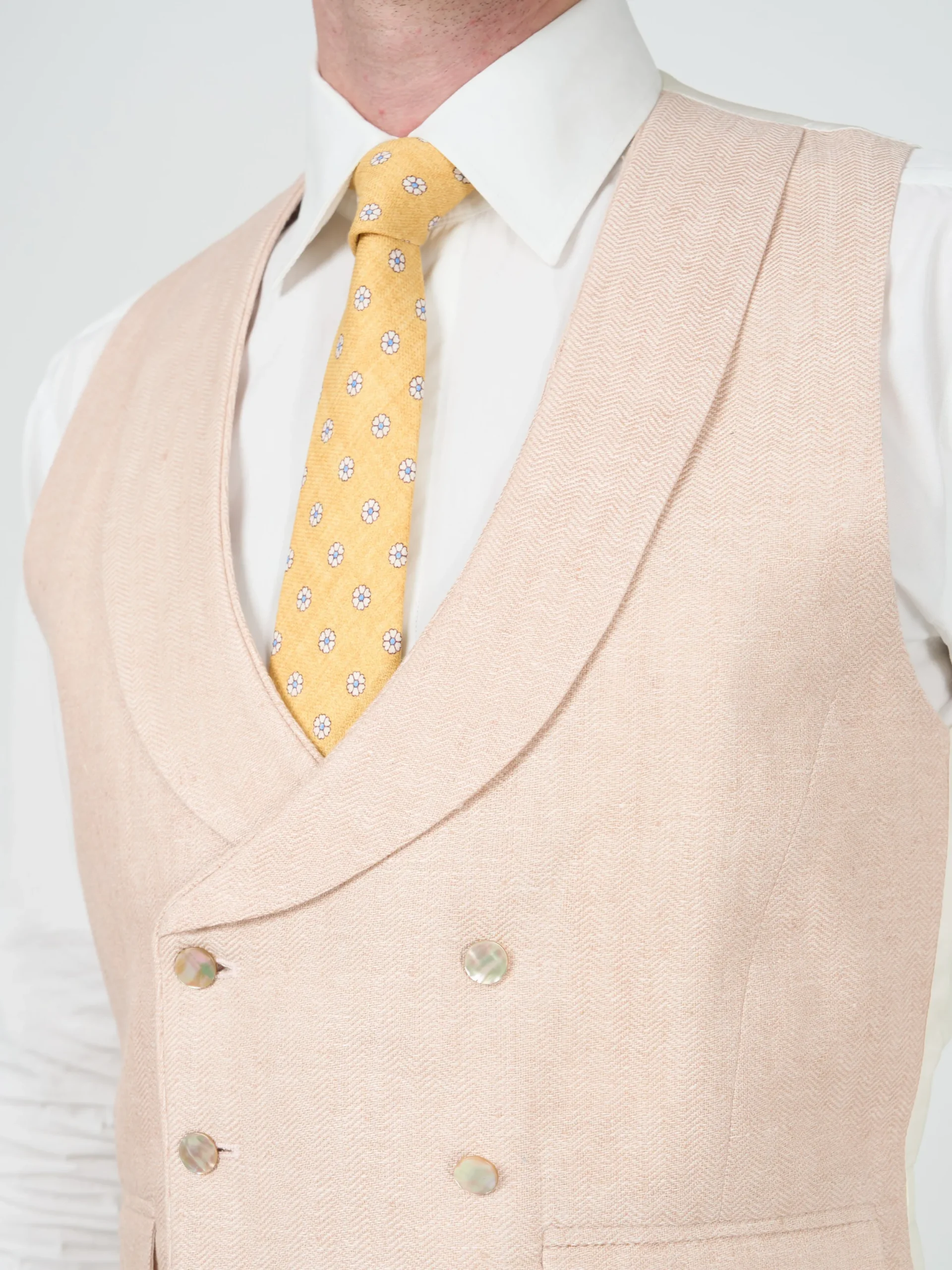 Favourbrook Pastel Pink Randwick Double Breasted 8 Button Shawl Lapel Piped Waistcoat- Waistcoats | Royal Ascot Waistcoats