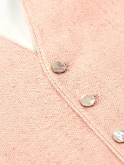Favourbrook Pastel Pink Randwick Single Breasted 6 Button Piped Waistcoat- Waistcoats | Single Breasted Waistcoats