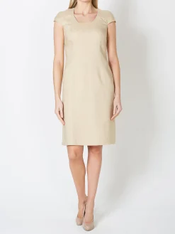 Favourbrook Philippa Dress Gold Plain Crease Resist Linen-Women Raceday | Dresses