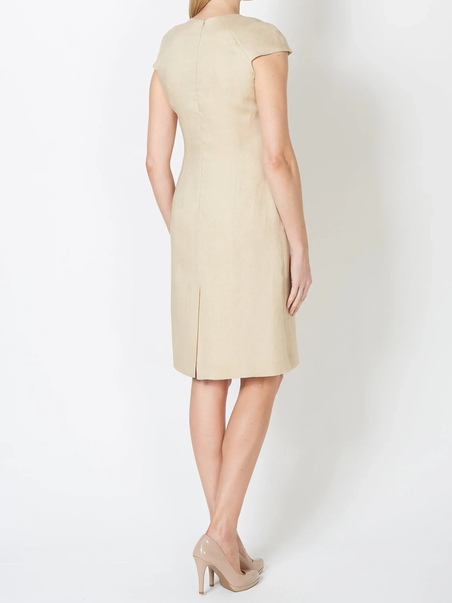 Favourbrook Philippa Dress Gold Plain Crease Resist Linen-Women Raceday | Dresses