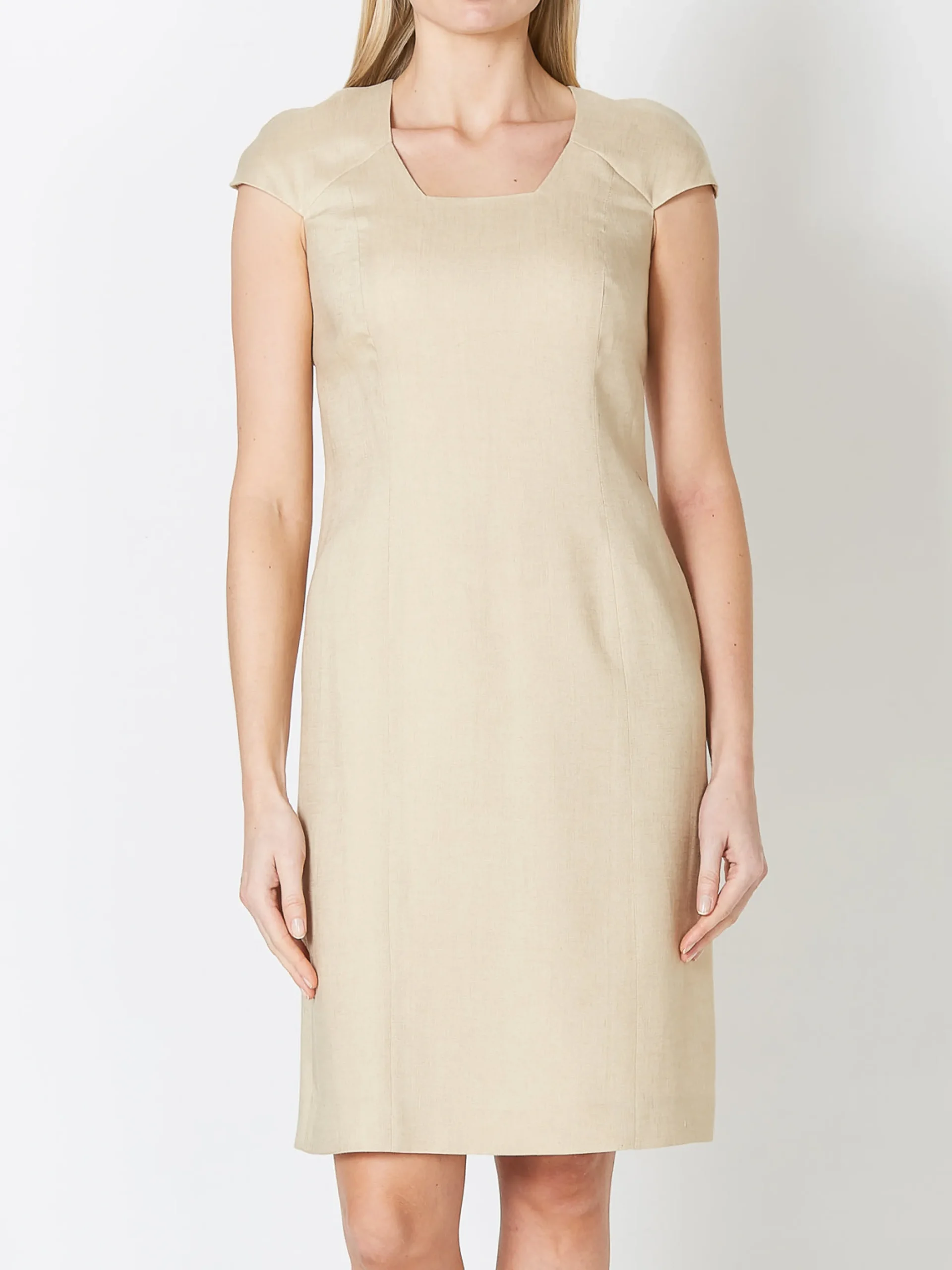Favourbrook Philippa Dress Gold Plain Crease Resist Linen-Women Raceday | Dresses