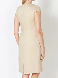 Favourbrook Philippa Dress Gold Plain Crease Resist Linen-Women Raceday | Dresses