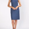 Favourbrook Philippa Dress Navy Plain Crease Resist Linen-Women Mother Of The Bride | Dresses