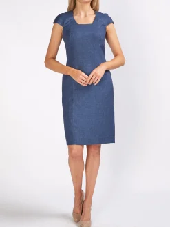 Favourbrook Philippa Dress Navy Plain Crease Resist Linen-Women Mother Of The Bride | Dresses
