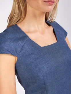 Favourbrook Philippa Dress Navy Plain Crease Resist Linen-Women Mother Of The Bride | Dresses