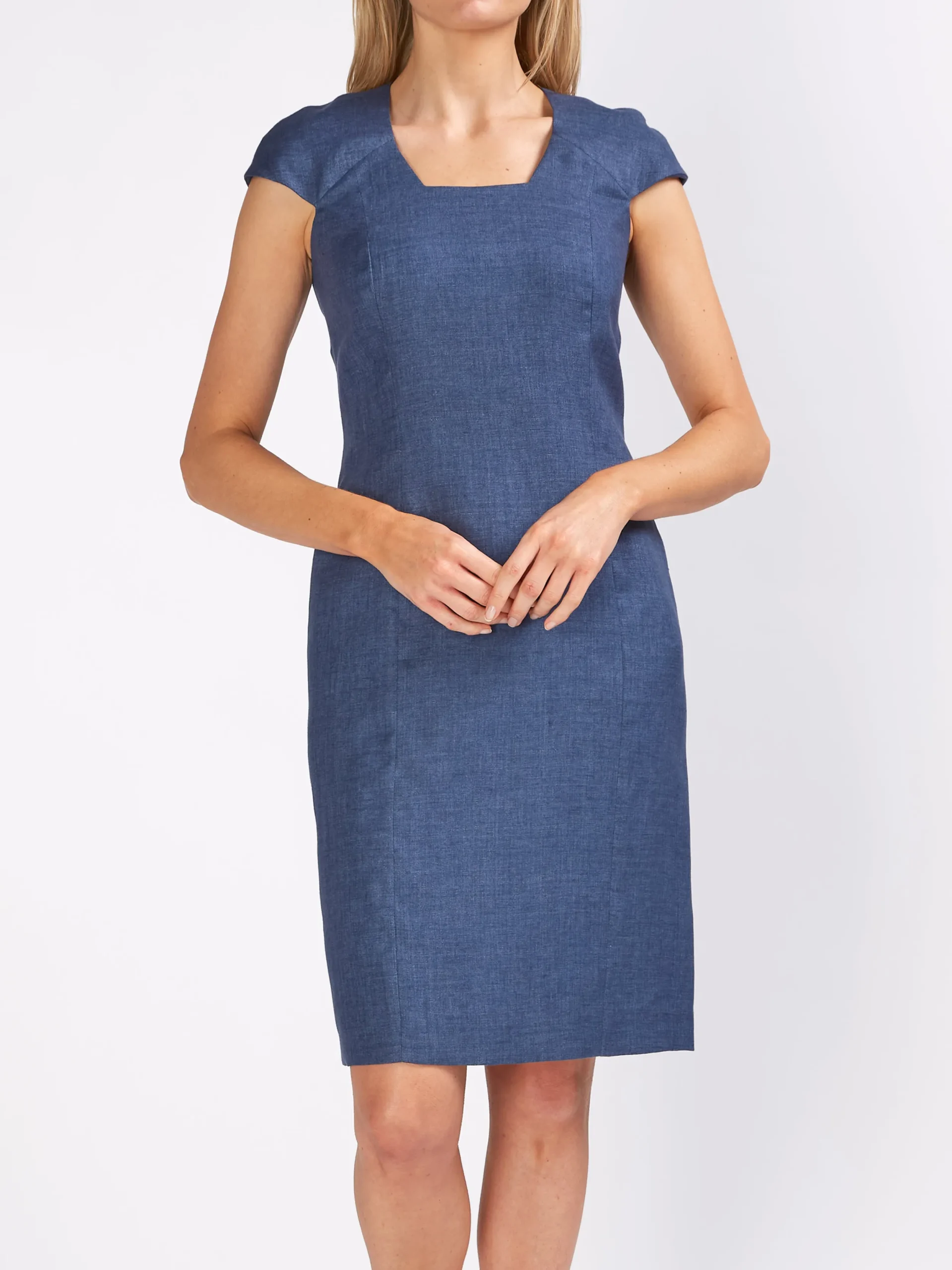 Favourbrook Philippa Dress Navy Plain Crease Resist Linen-Women Mother Of The Bride | Dresses