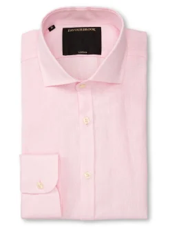 Favourbrook Pink Bridford Linen Cutaway Collar Shirt- Shirts