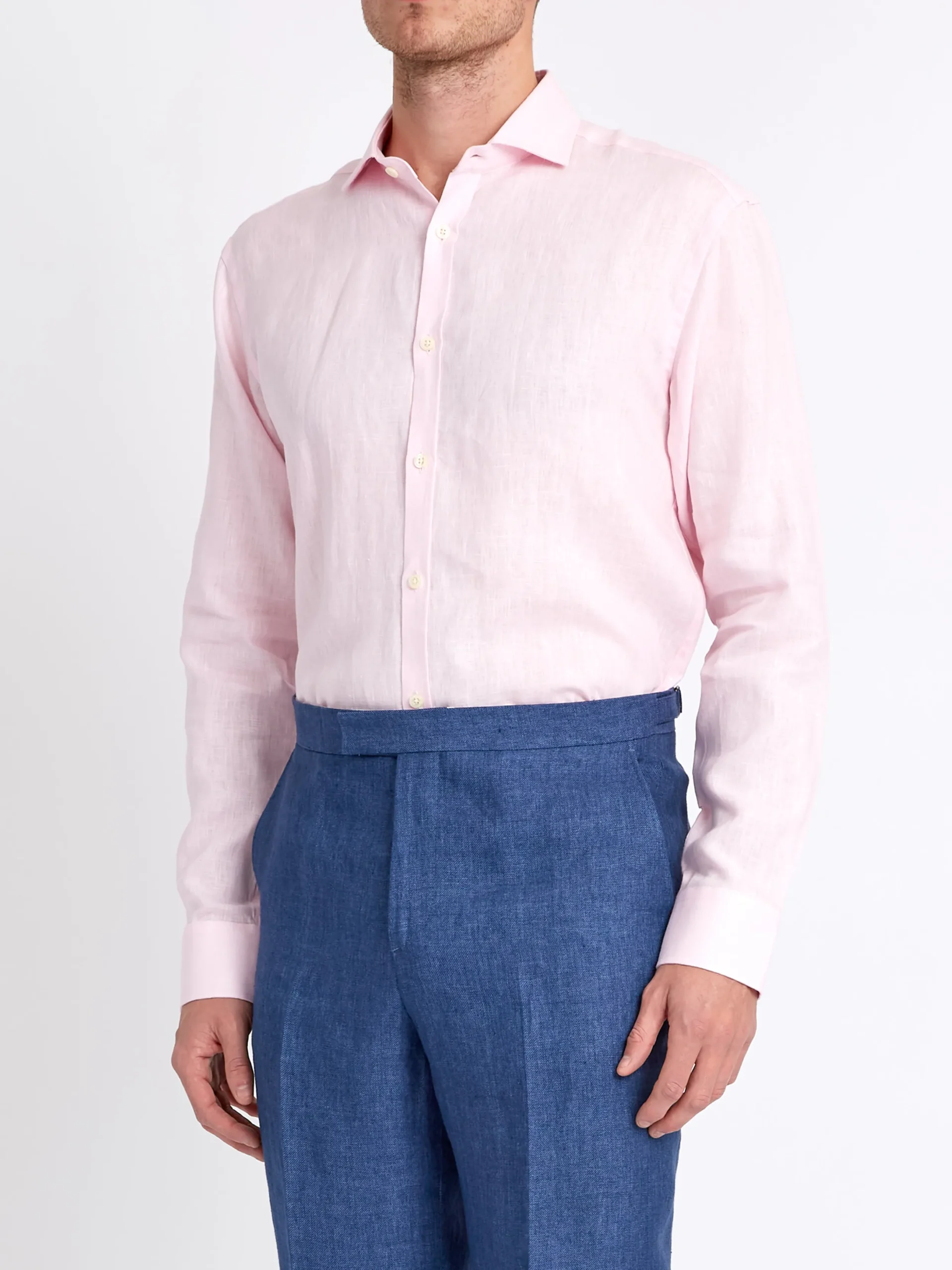 Favourbrook Pink Bridford Linen Cutaway Collar Shirt- Shirts