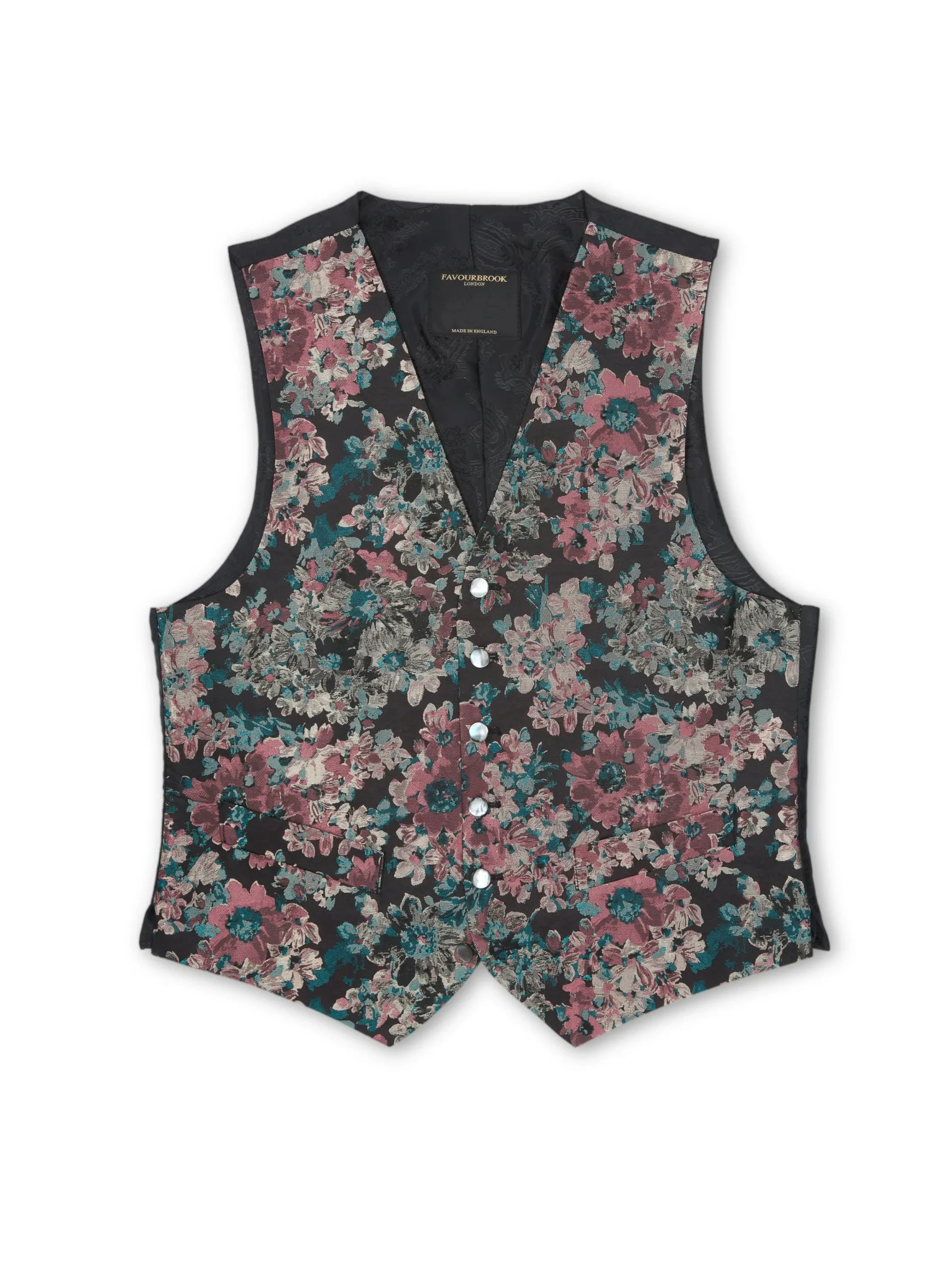 Favourbrook Pink Chatsworth Silk Single Breasted 6 Button Waistcoat- Waistcoats | Single Breasted Waistcoats
