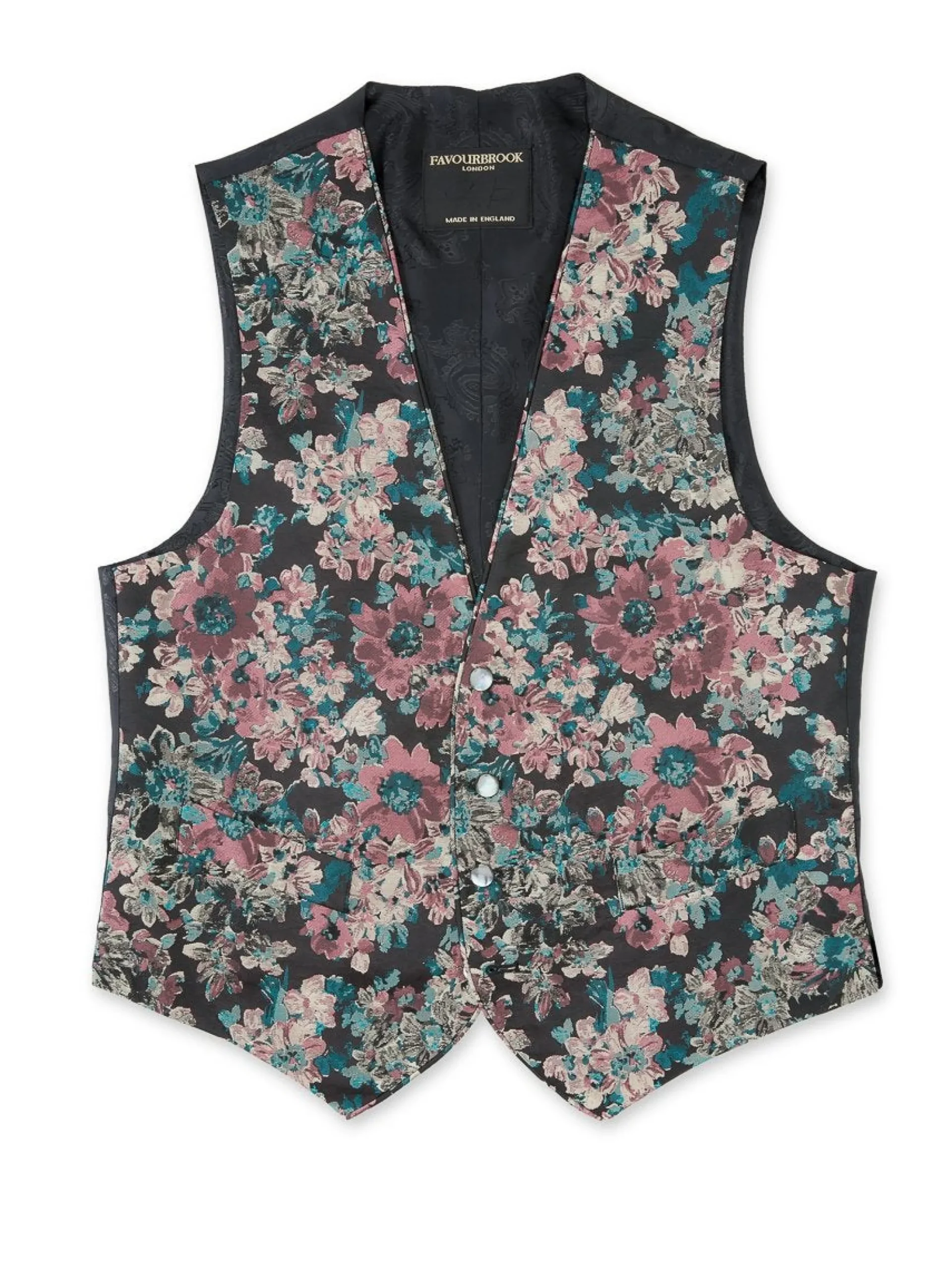 Favourbrook Pink Chatsworth Single Breasted 4 Button Piped Waistcoat- Waistcoats | Evening Waistcoats