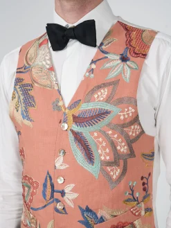 Favourbrook Pink Fulford Single Breasted 6 Button Waistcoat- Waistcoats | Single Breasted Waistcoats