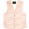 Favourbrook Pink Ikat Silk Single Breasted 6 Button Waistcoat- Waistcoats | Royal Ascot Waistcoats