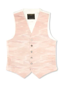 Favourbrook Pink Ikat Silk Single Breasted 6 Button Waistcoat- Waistcoats | Royal Ascot Waistcoats